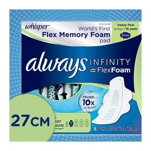 Always Infinity Pack Size 2 Super Pads With Wings Unscented 
