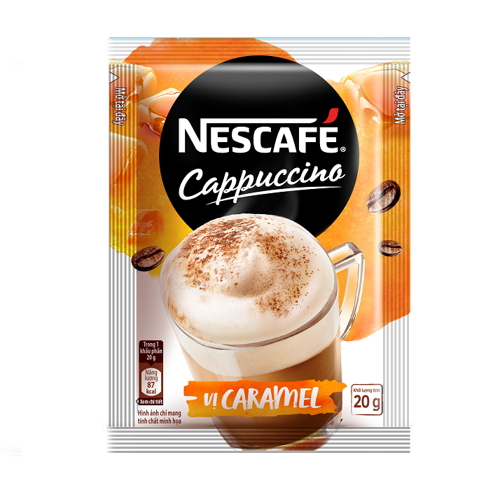 NESCAFÉ® Cappuccino Vị Caramel (hộp 10 gói x20 g)