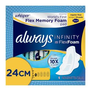 Always Infinity Pack Size 1 Regular Pads With Wings Unscented 